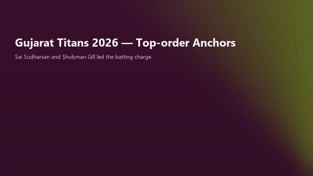 Gujarat Titans top-order anchors Sai Sudharsan Shubman Gill and Jos Buttler walking out to bat under floodlights with Possible11 brand colours